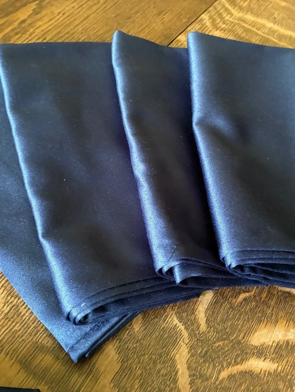 Set of 8 Navy Blue Sateen Dinner Napkins